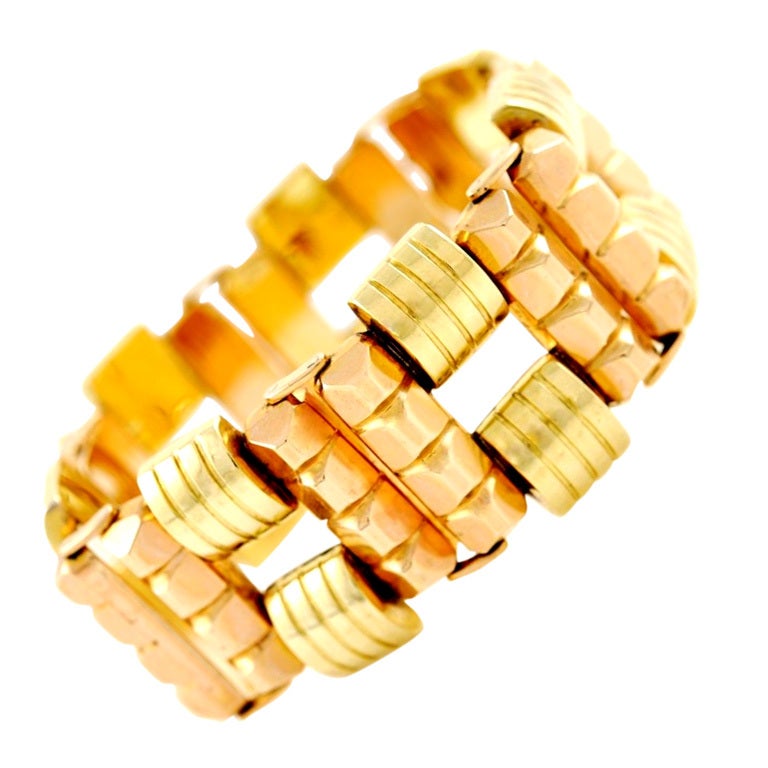 Two Color Gold Bracelet For Sale