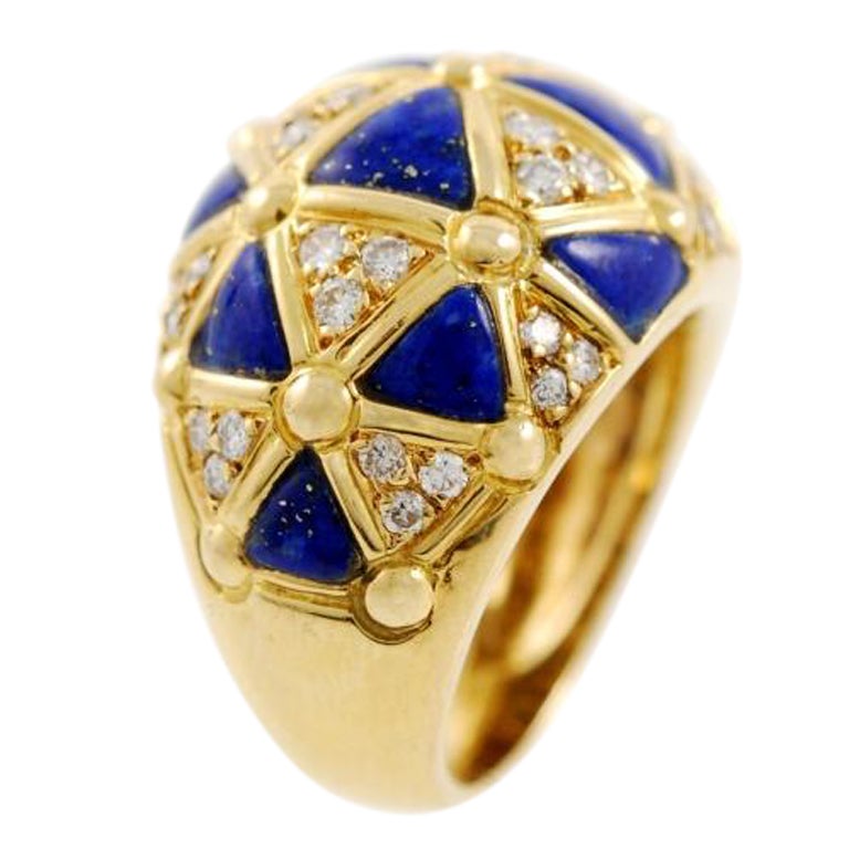 VAN CLEEF & ARPELS Gold Diamond and Lapis Ring For Sale