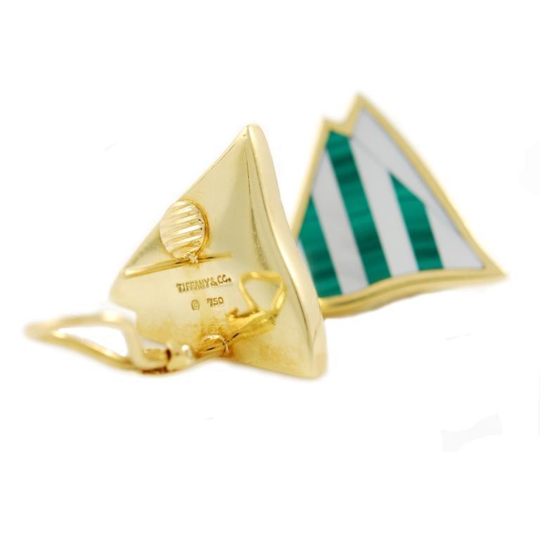 TIFFANY & Co. Gold Malachite and Mother -of-pearl Earrings