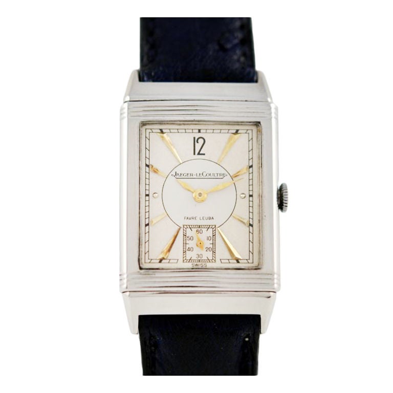 Jaeger-LeCoultre Stainless Steel Reverso Wristwatch circa 1940s For Sale