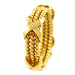 TIFFANY & Co. Schlumberger Rope Three - Row Gold X Ring