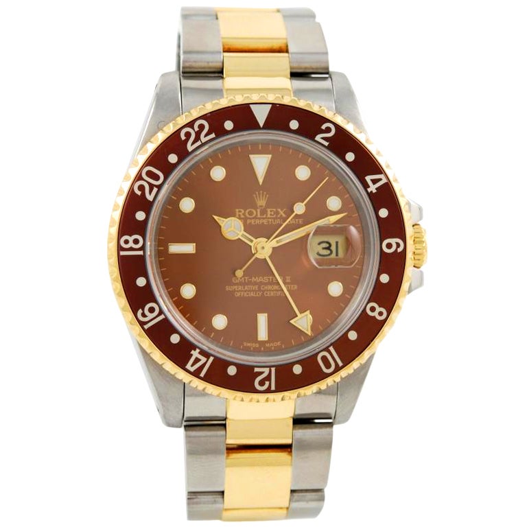 ROLEX Stainless Steel and Yellow Gold GMT-Master II Wristwatch