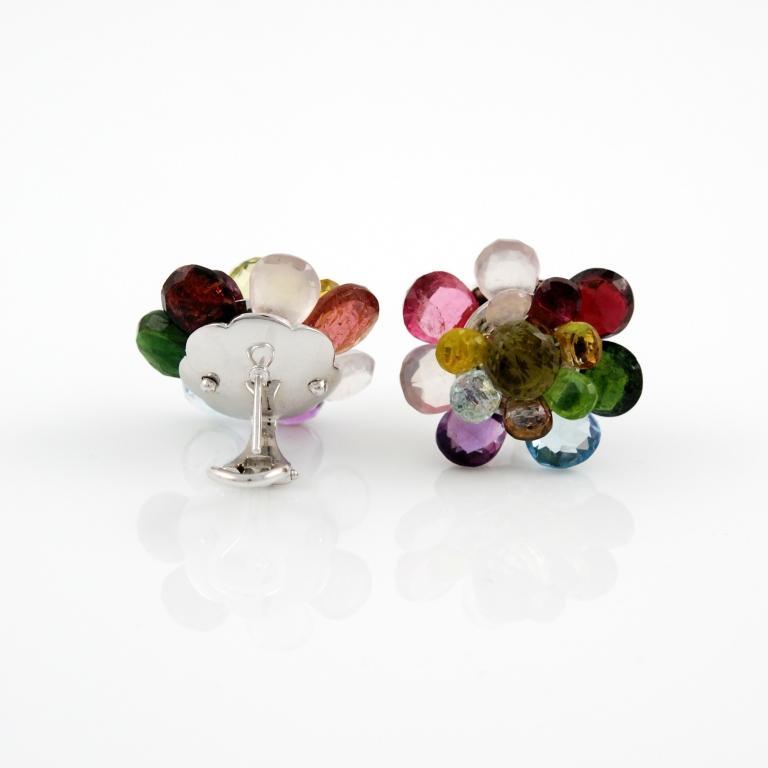 Multi Color Tourmaline and White Gold Earrings