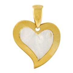 BULGARI Mother of Pearl and Yellow Gold Heart Pendant