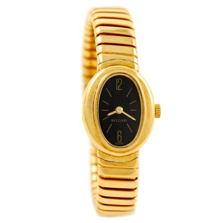 Bulgari Lady's Yellow Gold Tubogas Bracelet Watch For Sale