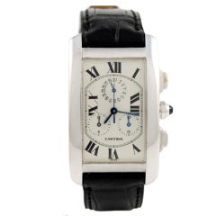 Cartier White Gold Tank Americaine Chronoreflex Wristwatch