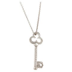 White Gold and Diamond Key Pendant