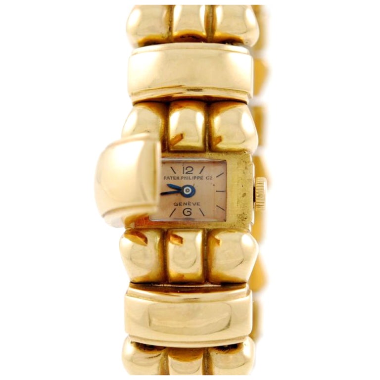 Patek Philippe Ladies Rose Gold Concealed Dial Bracelet Watch For Sale