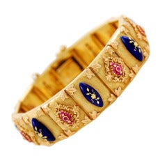 Enamel Ruby Satin Gold  Bracelet