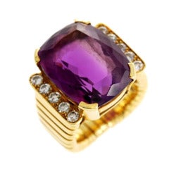 Amethyst Diamond Gold Ring