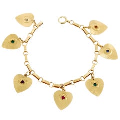 Yellow Gold Heart Charm Bracelet