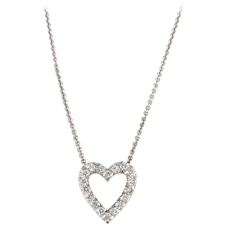 Diamond White Gold Heart Pendant and Necklace