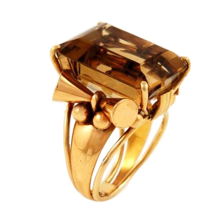 1940s Topaz Gold Ring For Sale