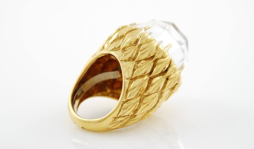 Women's Rock Crystal Gold Ring