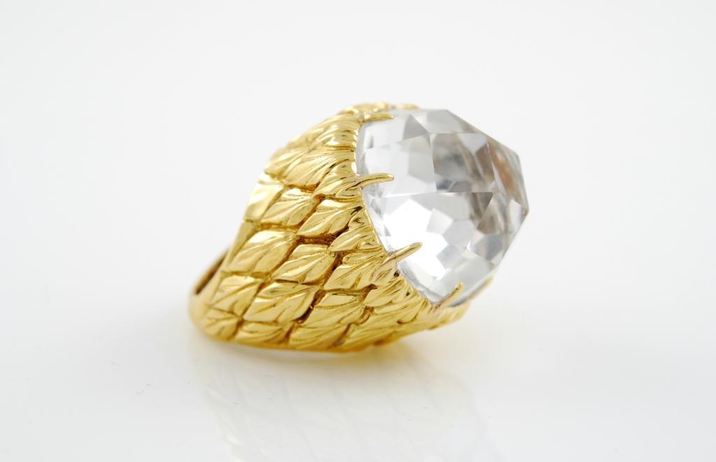 Rock Crystal Gold Ring In Good Condition In Verona, IT