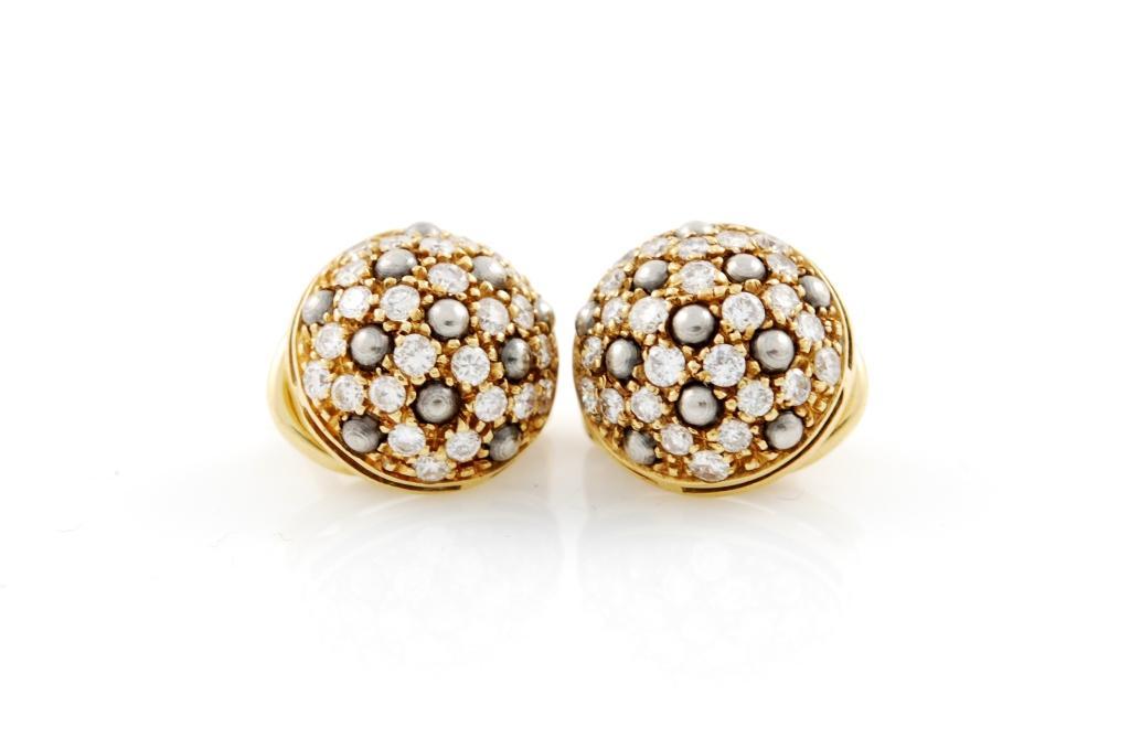 18kt yellow gold, diamond and gray pearl ring and earrings by Cartier. Diamonds are a total of approximately 4 carats.