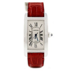 Cartier White Gold Tank Americaine Midsize Wristwatch