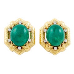 DAVID WEBB Emerald Diamond Gold Earrings