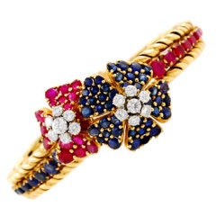 MAUBOUSSIN Ruby Sapphire Diamond Gold Bracelet