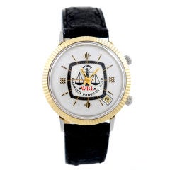 Retro JAEGER LE COULTRE Stainless Steel and Yellow Gold Alarm Watch