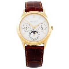 Patek Philippe Yellow Gold Perpetual Calendar Moonphase Wristwatch Ref 3940