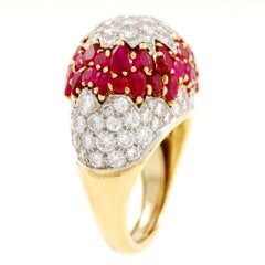 Ruby Diamond Gold Dome Ring