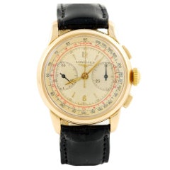 LONGINES Pink Gold Chronograph Wristwatch circa 1950s