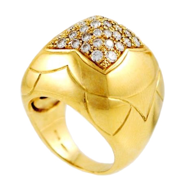 BULGARI Gold and Diamond Pyramid Ring For Sale