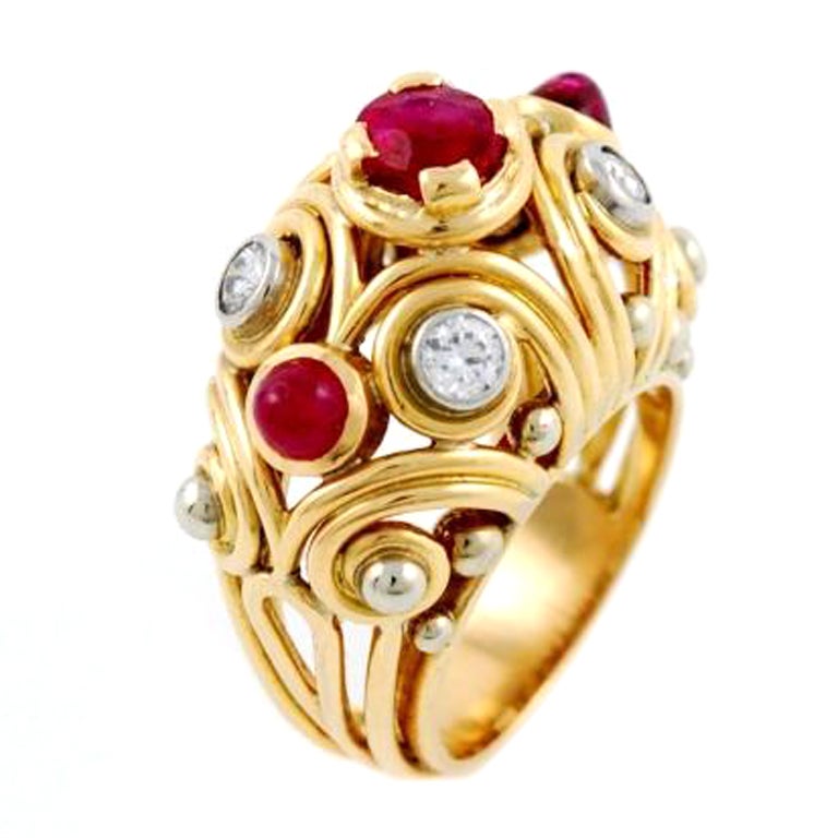VAN CLEEF and ARPELS Pink Gold, Ruby and Diamond Ring at 1stDibs