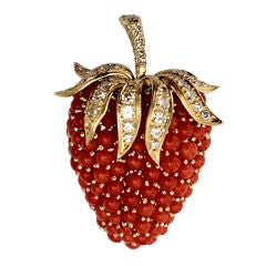Vintage TIFFANY & CO. JEAN SCHLUMBERGER Diamond Coral Strawberry