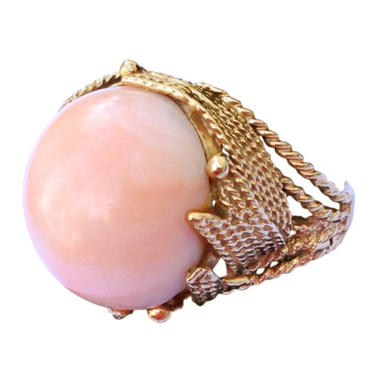 Coral Gold Cocktail Ring