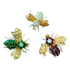 Yellow Gold Diamond Emerald Ruby Insects