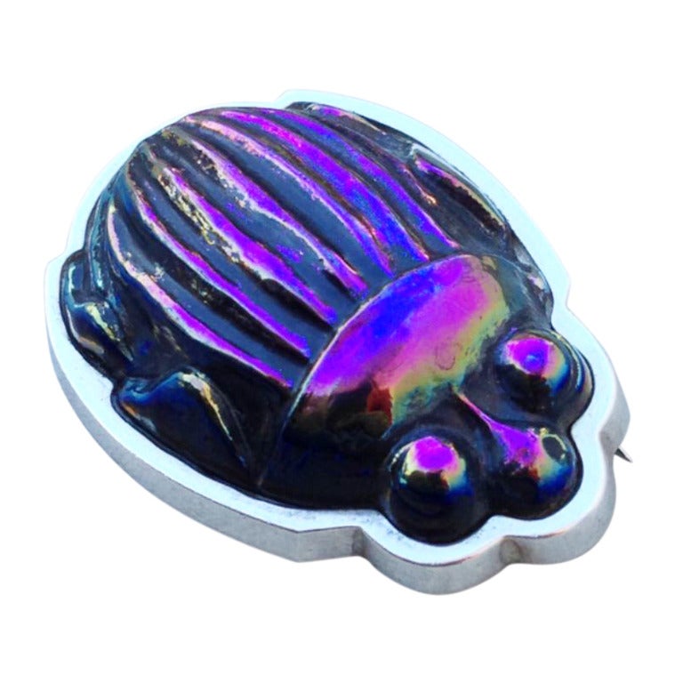 Tiffany & Co. Favrile Glass Scarab Brooch For Sale