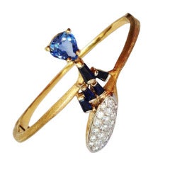 Vintage Alexander Kower Sapphire Diamond Gold Bracelet