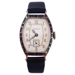 Rolex Montre-bracelet Art déco en argent sterling et émail, c. 1920
