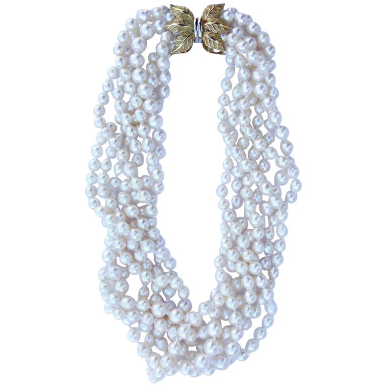 Cultured Baroque Pearl Gold Torsade Necklace