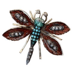 Antique Victorian Gold Diamond Turquoise Dragonfly