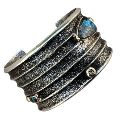 CHARLES LOLOMA Silver Gold Turquoise Man's Cuff
