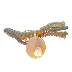 Yellow Pearl Necklace with Buddah Pendant
