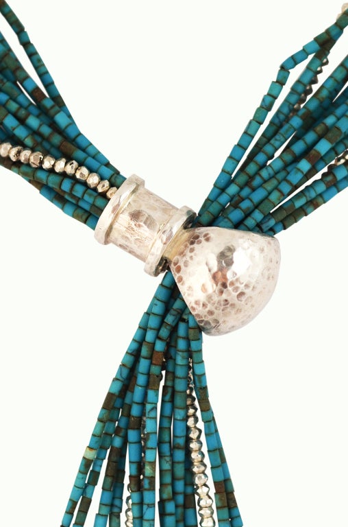 Blue Turquoise Pyrite  Wrap Necklace - "Winter Sky"
