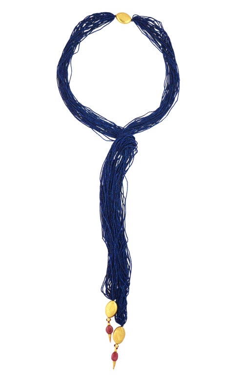 Lapis Lazuli Gold Wrap Necklace - "Midnight Sky"