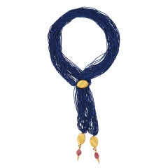 Lapis Lazuli Gold Wrap Necklace - "Midnight Sky"