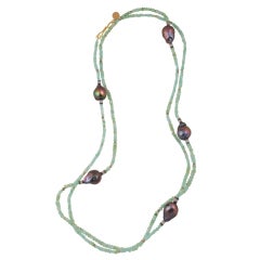 Pair of Opal Necklaces with Black and White Pearls