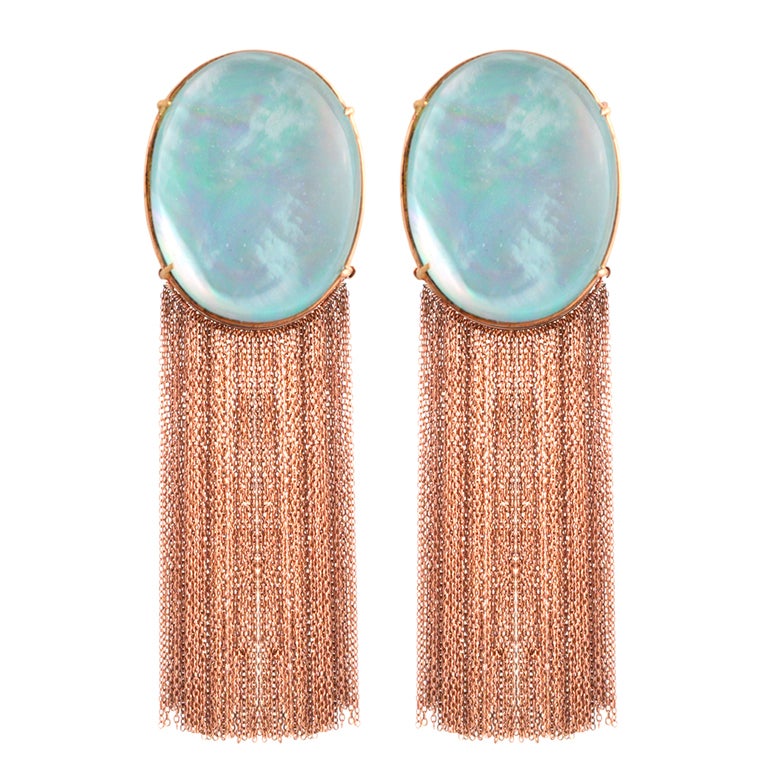Rose Gold Earrings with Turquoise - "Clear Blue Skies" For Sale