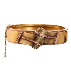 English Victorian Gold Bangle with Pearls