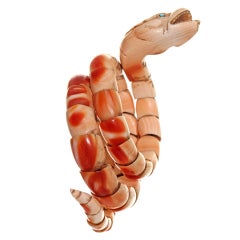 Victorian Carved Conch Shell Snake Bracelet