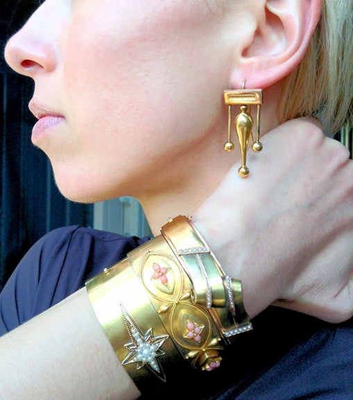 Women's Victorian 18k Gold Drop Earrings