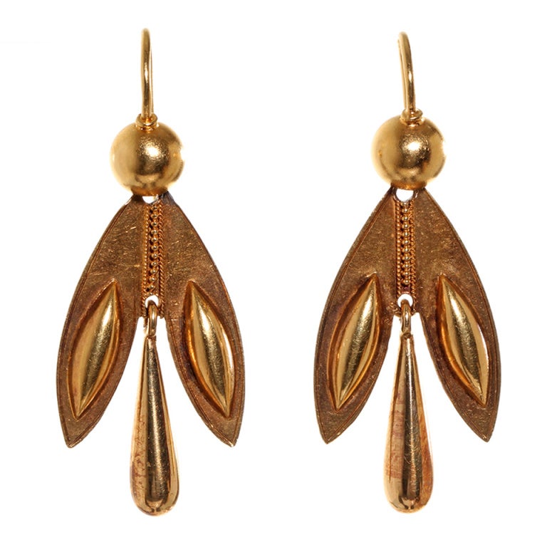 Victorian Gold Earrings Circa 1860-70 at 1stdibs