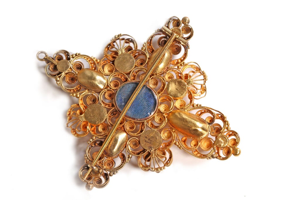 Gold Cannetille & Topaz Parure In Good Condition In Austin, TX