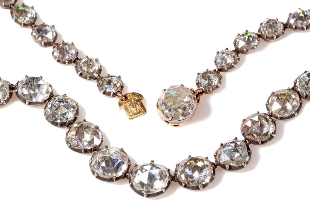 Georgian 18th Century Rose Cut Diamond Rivière Necklace